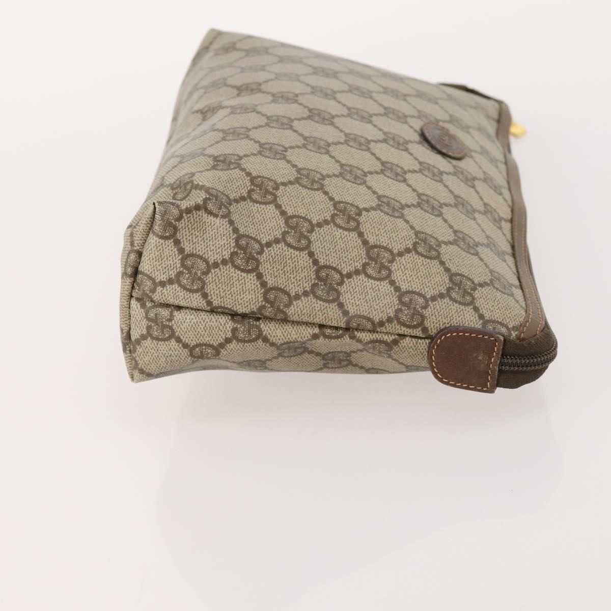 GUCCI GG Supreme Clutch Bag PVC 3 Set Beige Auth 182518