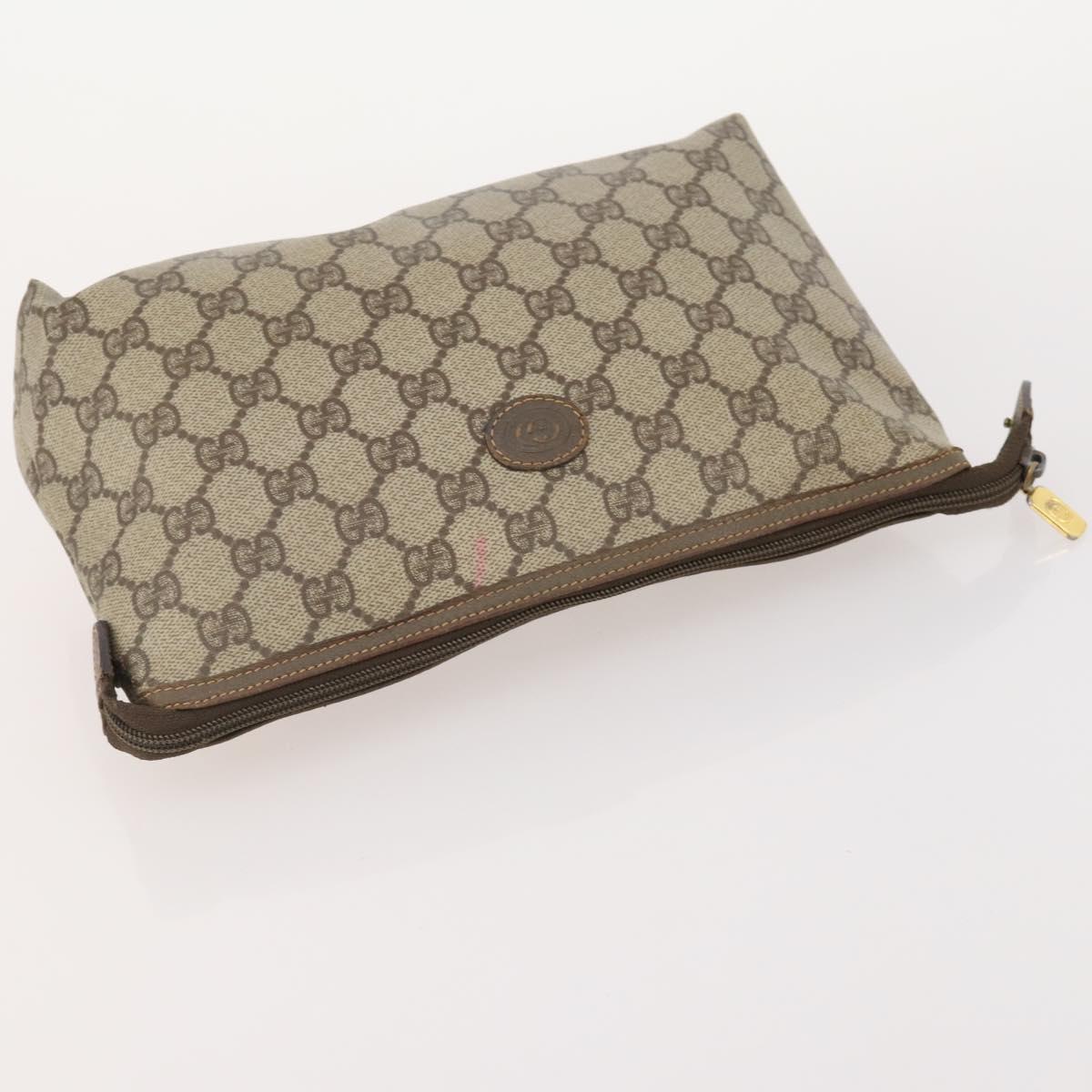 GUCCI GG Supreme Clutch Bag PVC 3 Set Beige Auth 182518