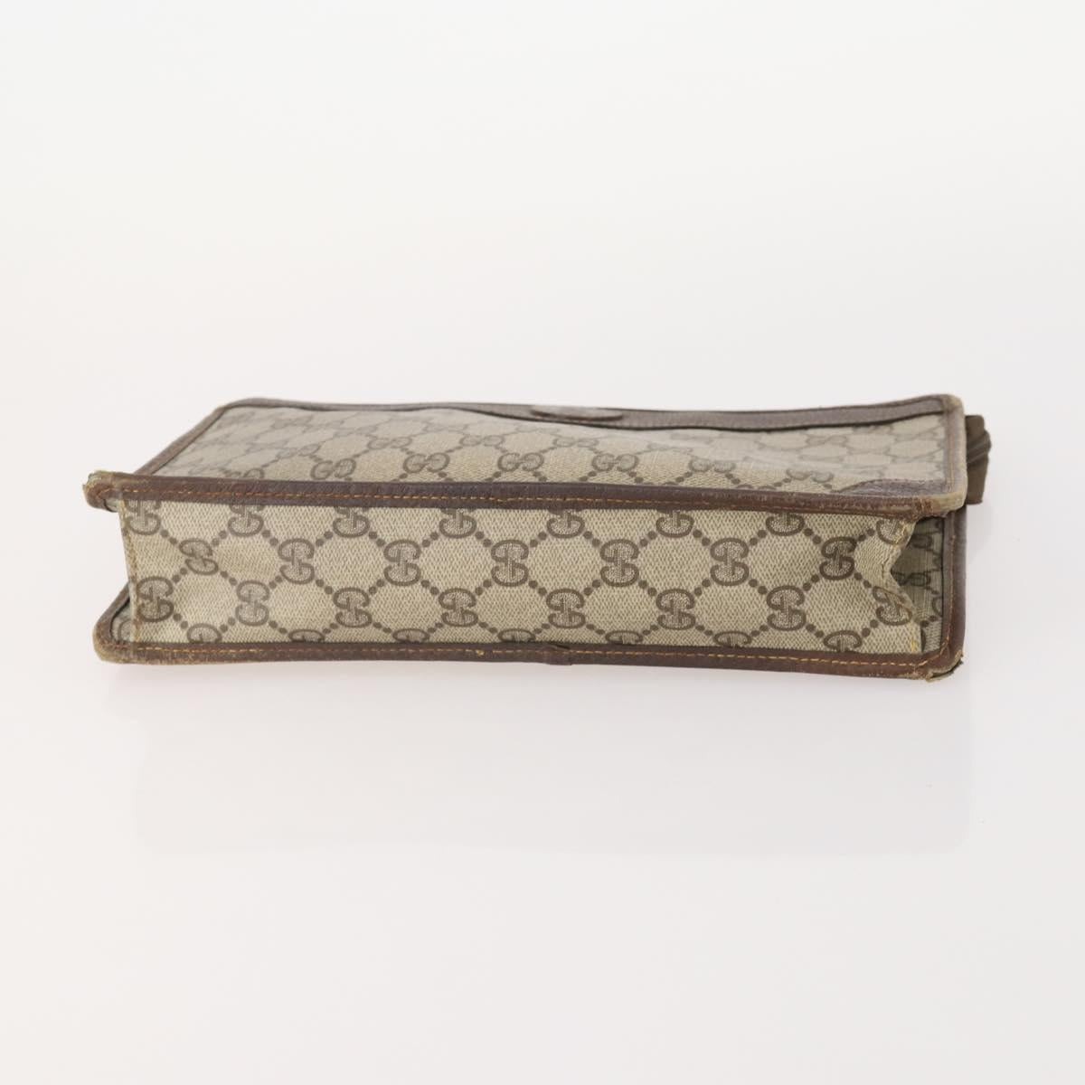 GUCCI GG Supreme Clutch Bag PVC 3 Set Beige Auth 182518