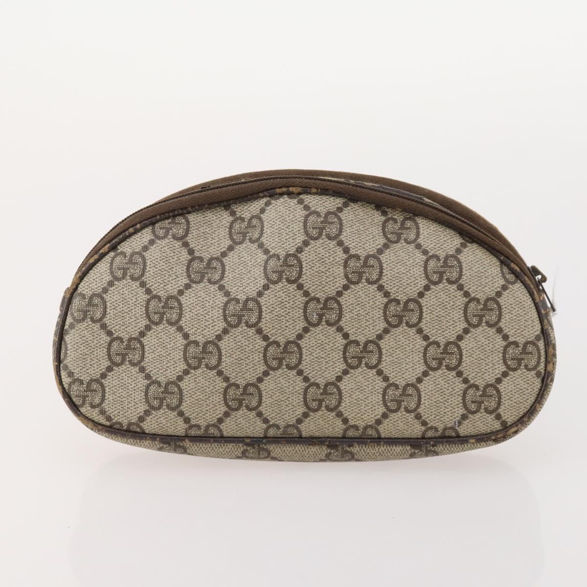GUCCI GG Supreme Clutch Bag PVC 3 Set Beige Auth 182518