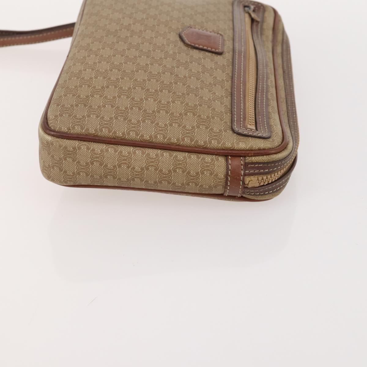 CELINE Macadam Canvas Clutch Bag PVC Leather 4 Set Brown Beige Auth 182519