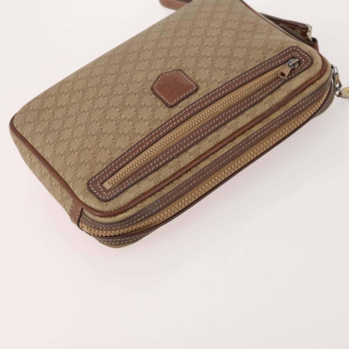 CELINE Macadam Canvas Clutch Bag PVC Leather 4 Set Brown Beige Auth 182519