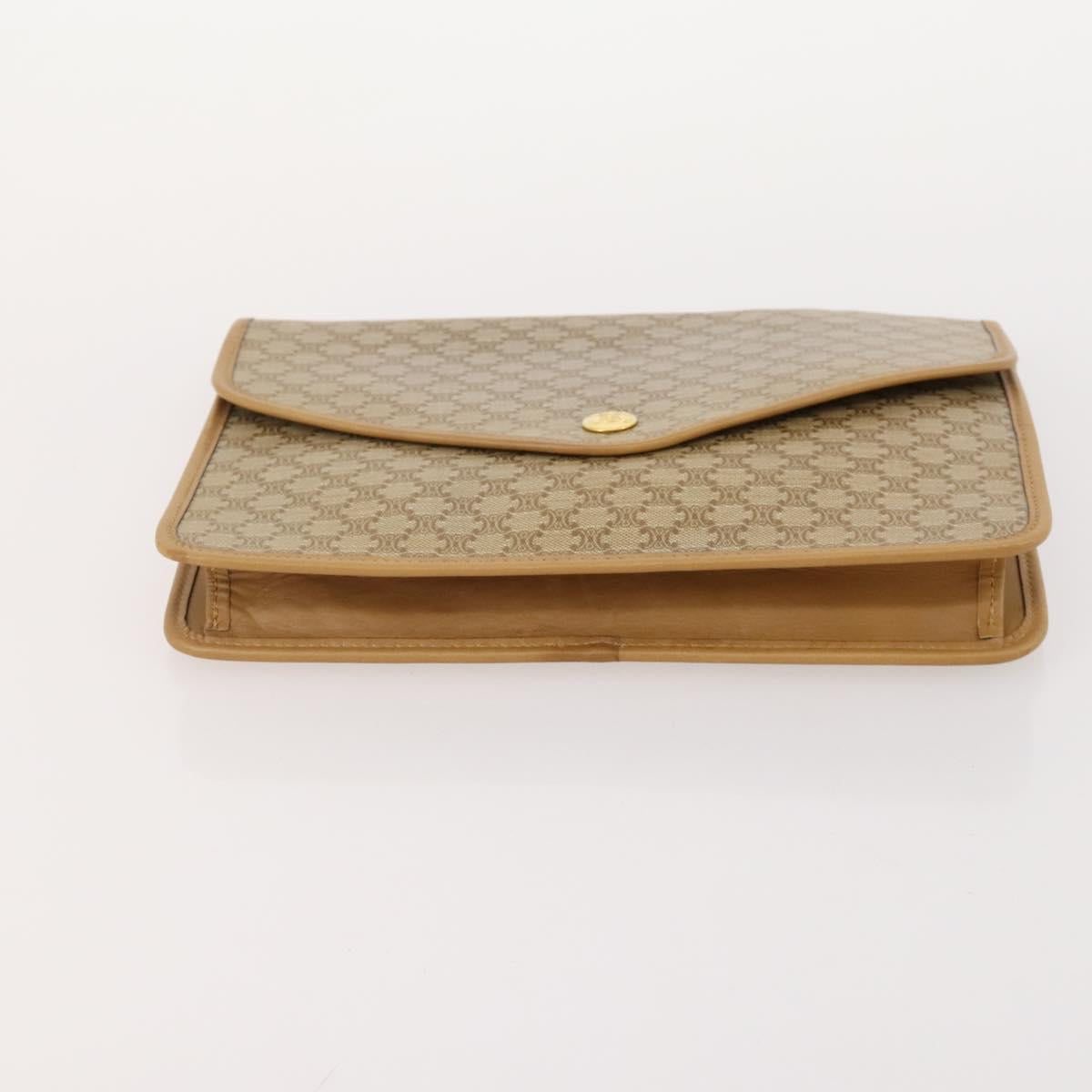 CELINE Macadam Canvas Clutch Bag PVC Leather 4 Set Brown Beige Auth 182519