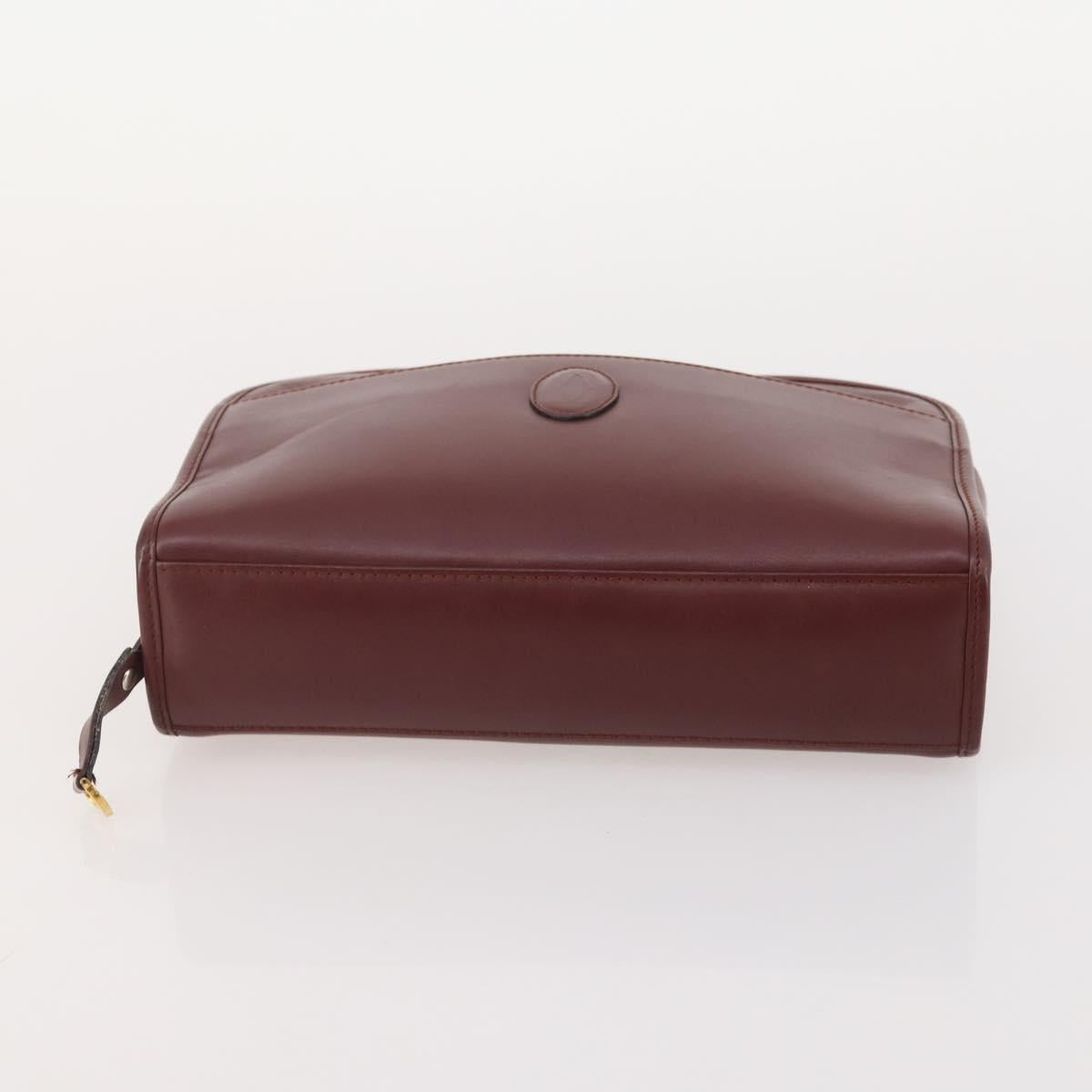 CARTIER Must Line Clutch Bag Leather 2 Set Bordeaux Gold Auth 182520