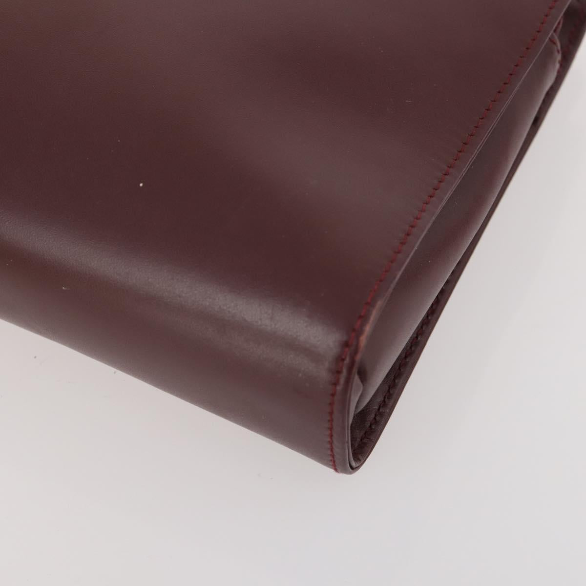 CARTIER Must Line Clutch Bag Leather 2 Set Bordeaux Gold Auth 182520