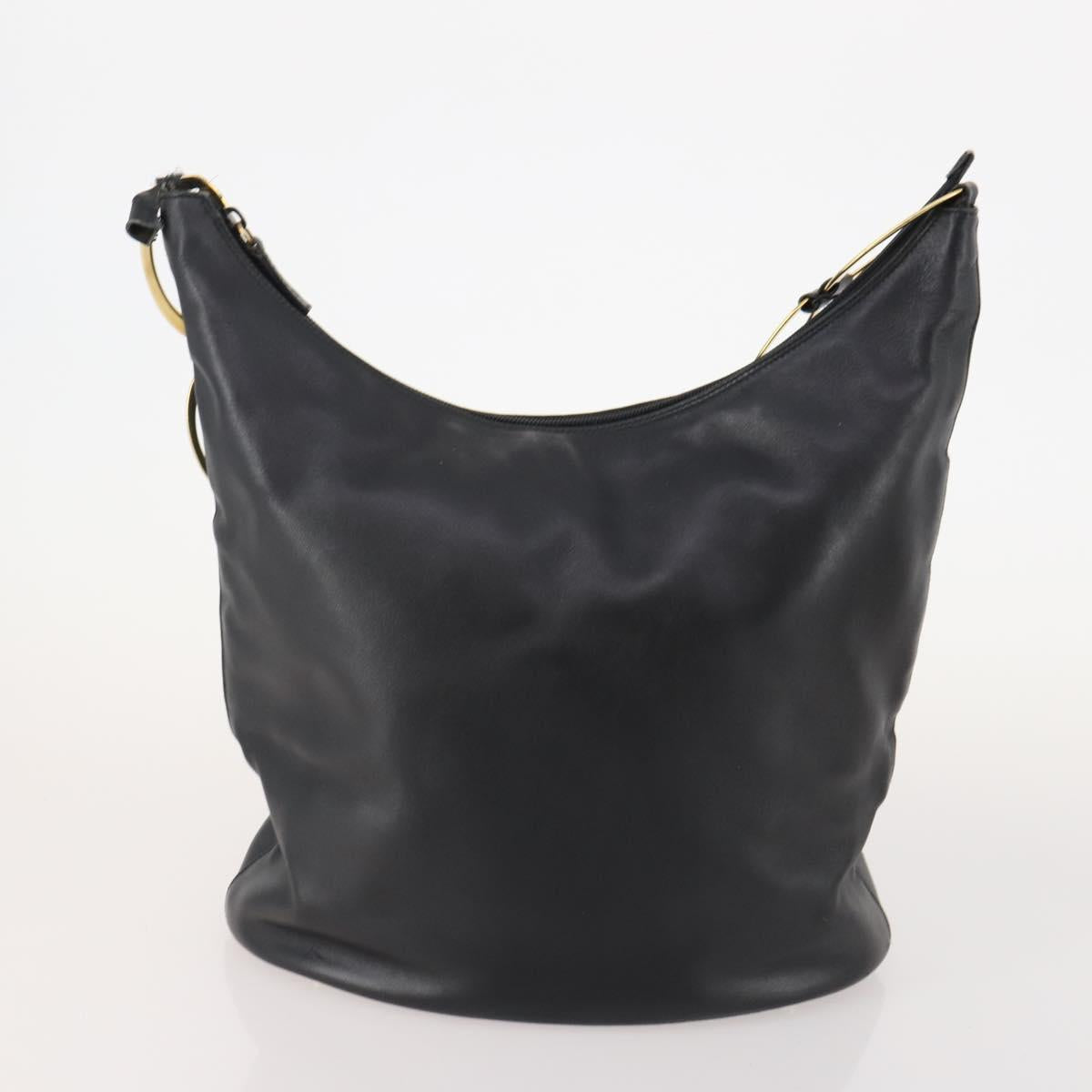 GUCCI Sherry Line Shoulder Bag Leather 2 Set Black Beige Auth 182522