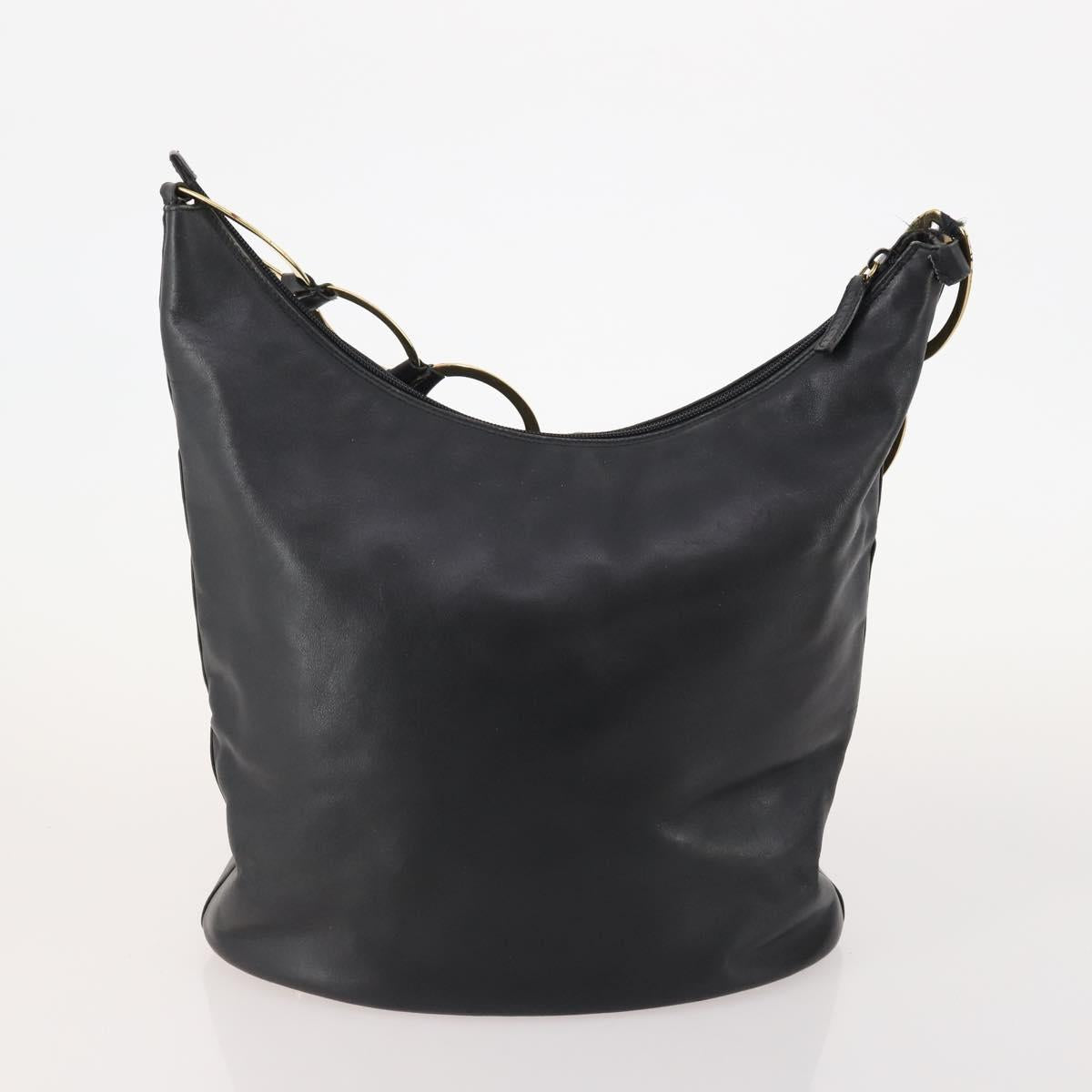 GUCCI Sherry Line Shoulder Bag Leather 2 Set Black Beige Auth 182522
