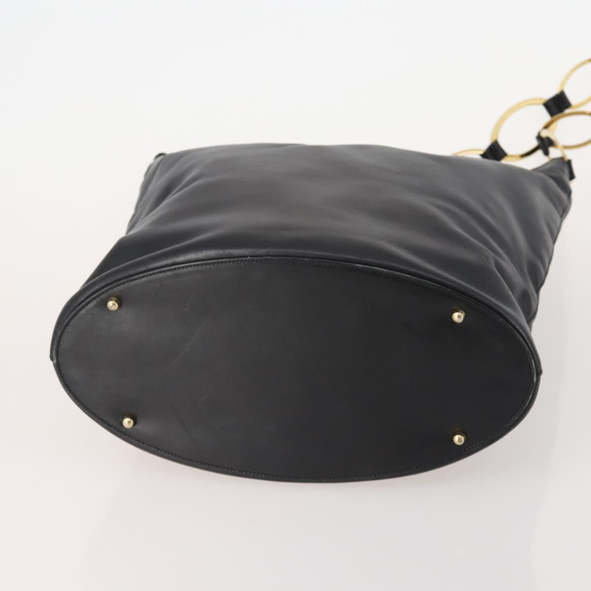 GUCCI Sherry Line Shoulder Bag Leather 2 Set Black Beige Auth 182522