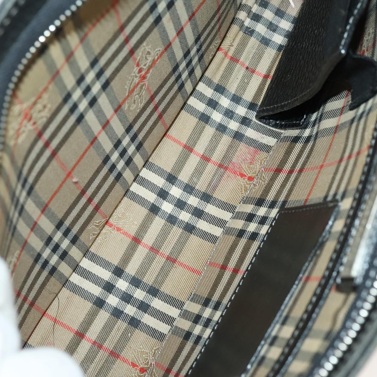 BURBERRY Burberrys Nova Check Bag Leather Canvas 7 Set Beige Black Auth 182523