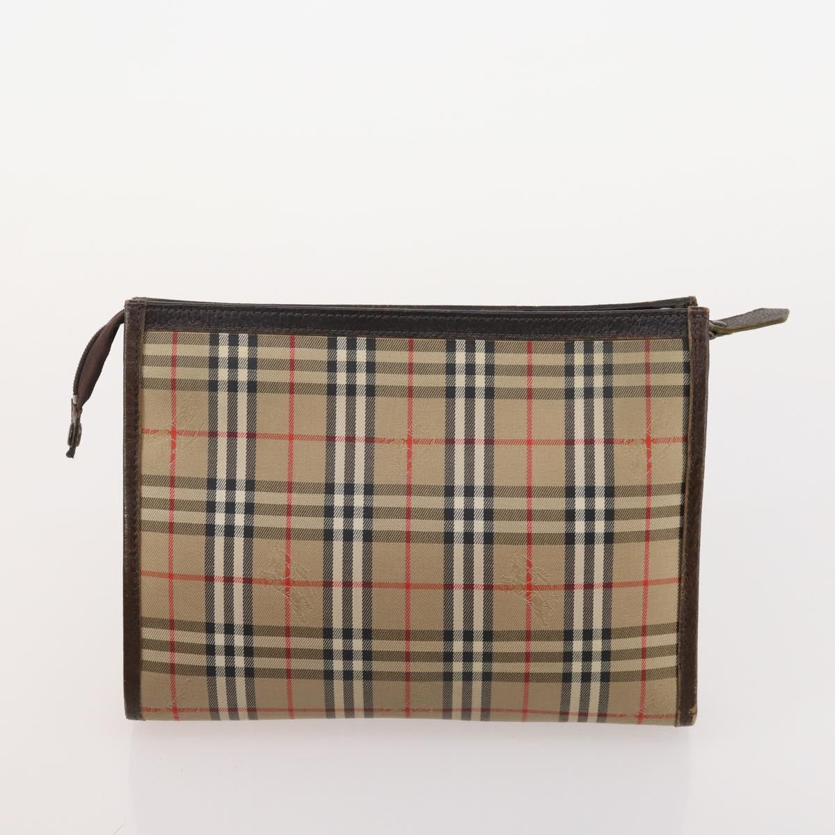 BURBERRY Burberrys Nova Check Bag Leather Canvas 7 Set Beige Black Auth 182523