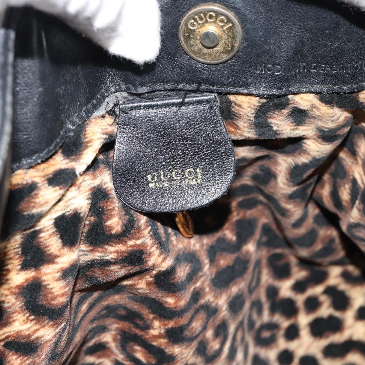 GUCCI Bamboo Shoulder Bag Leather Brown Gold Auth 182526