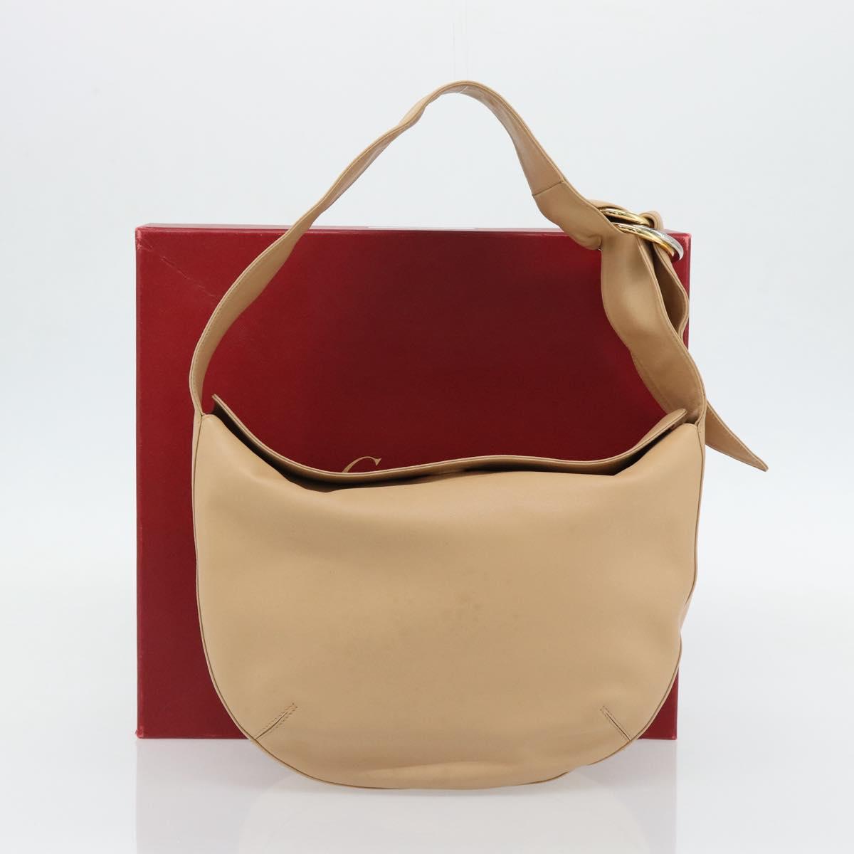 CARTIER Trinity Shoulder Bag Leather Beige Auth 182527V