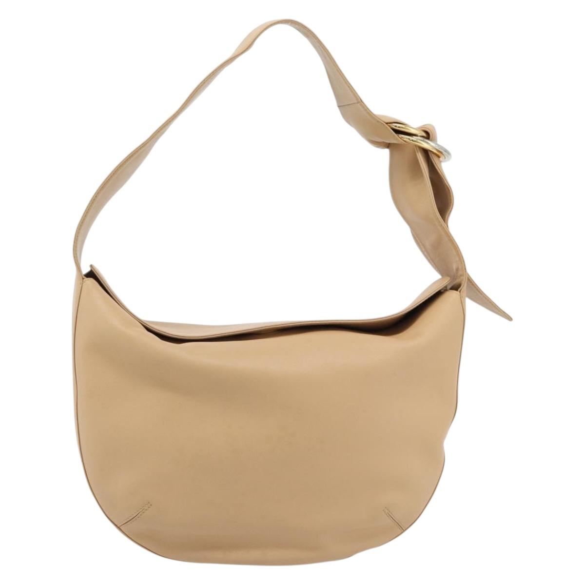 CARTIER Trinity Shoulder Bag Leather Beige Auth 182527V