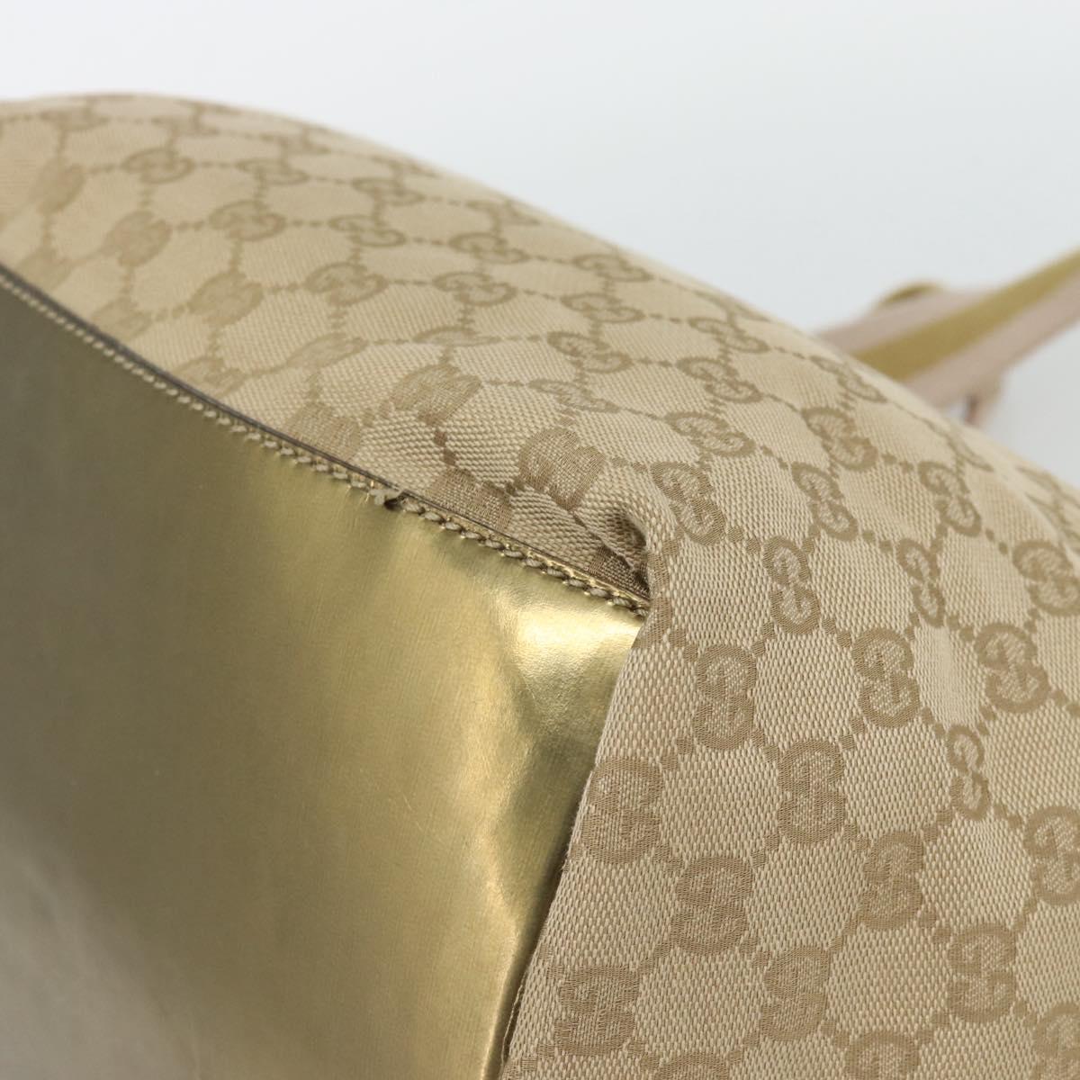 GUCCI GG Canvas Sherry Line Tote Bag Beige Gold 131230 Auth 182529