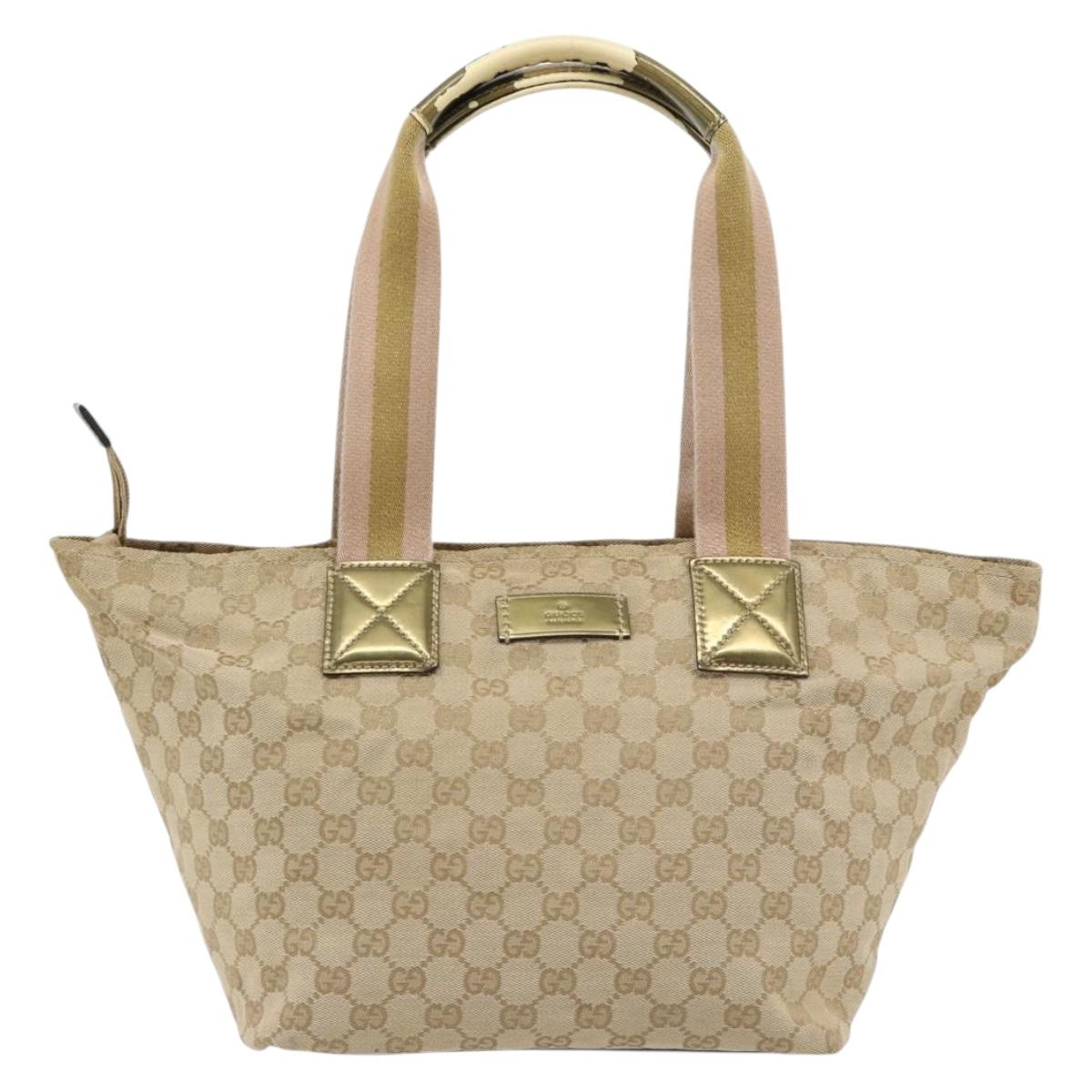 GUCCI GG Canvas Sherry Line Tote Bag Beige Gold 131230 Auth 182529
