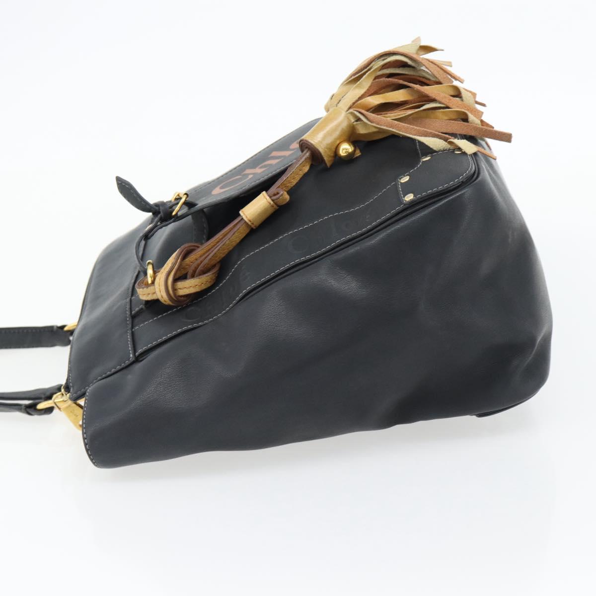 Chloe Eden Tote Bag Leather Black Gold Auth 182531A