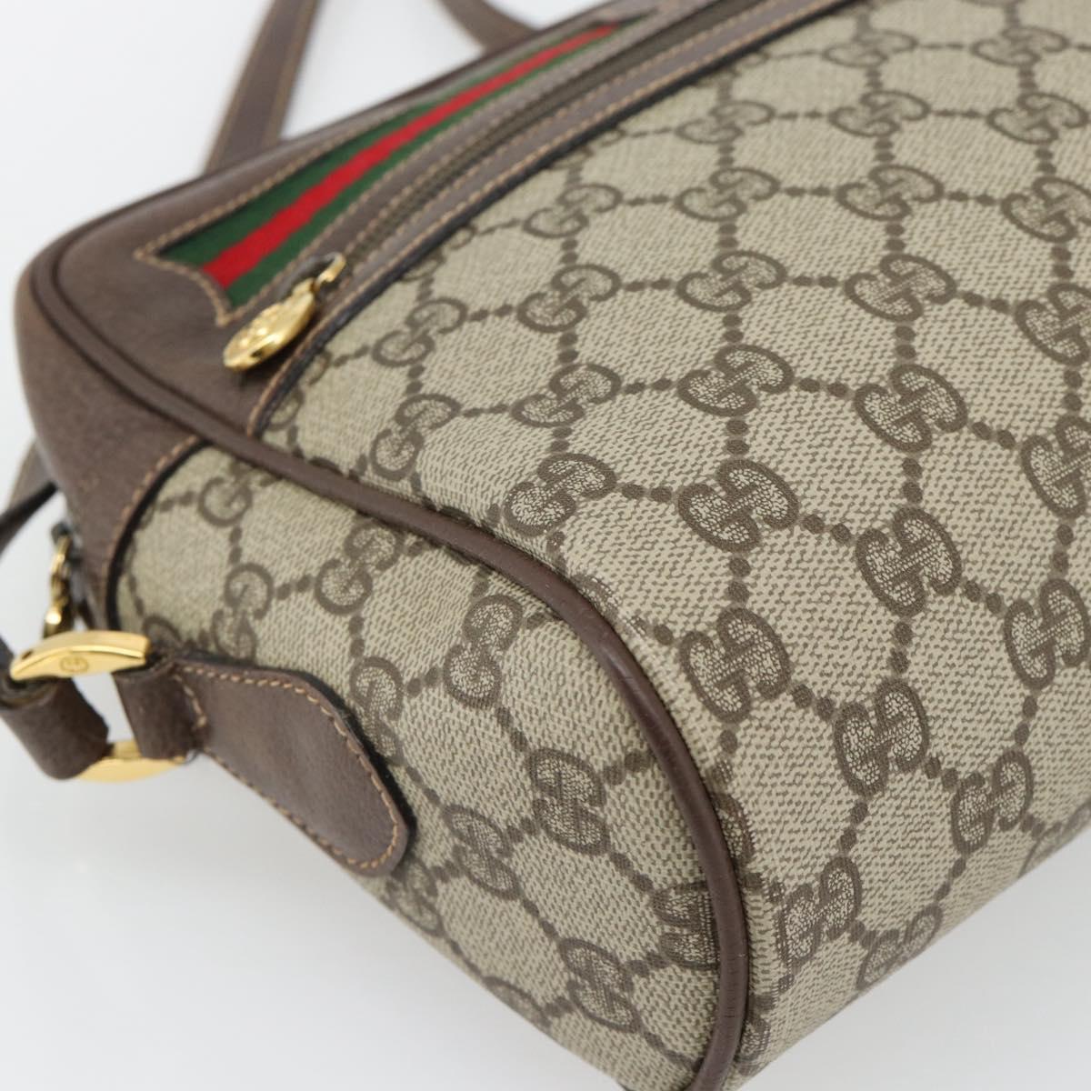 GUCCI GG Supreme Web Sherry Line Bag PVC Beige Gold 001 113 6472 Auth 182533