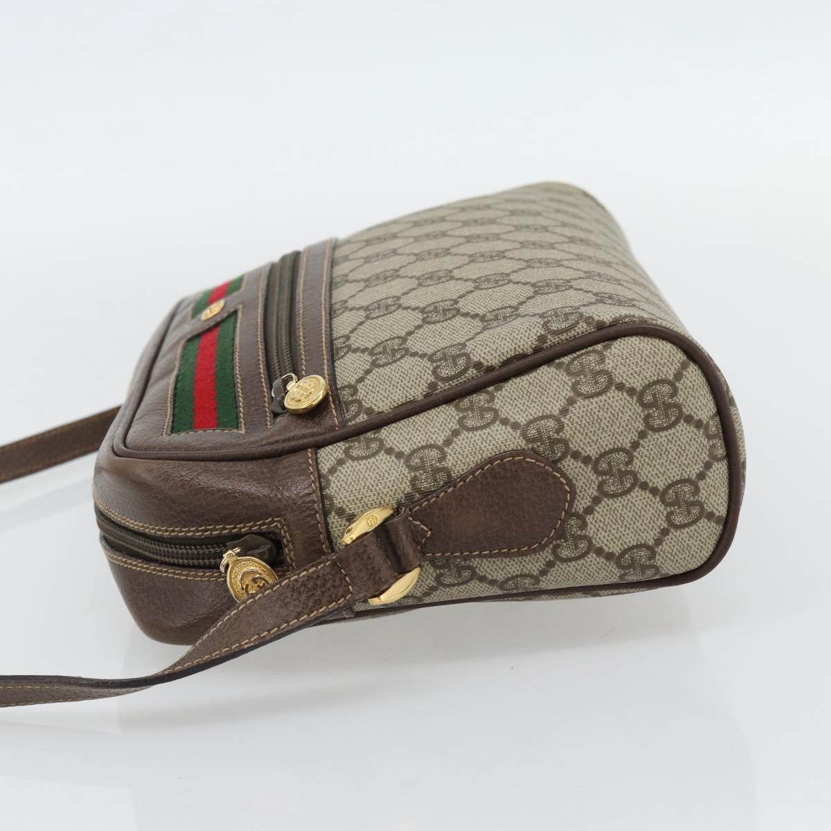 GUCCI GG Supreme Web Sherry Line Bag PVC Beige Gold 001 113 6472 Auth 182533