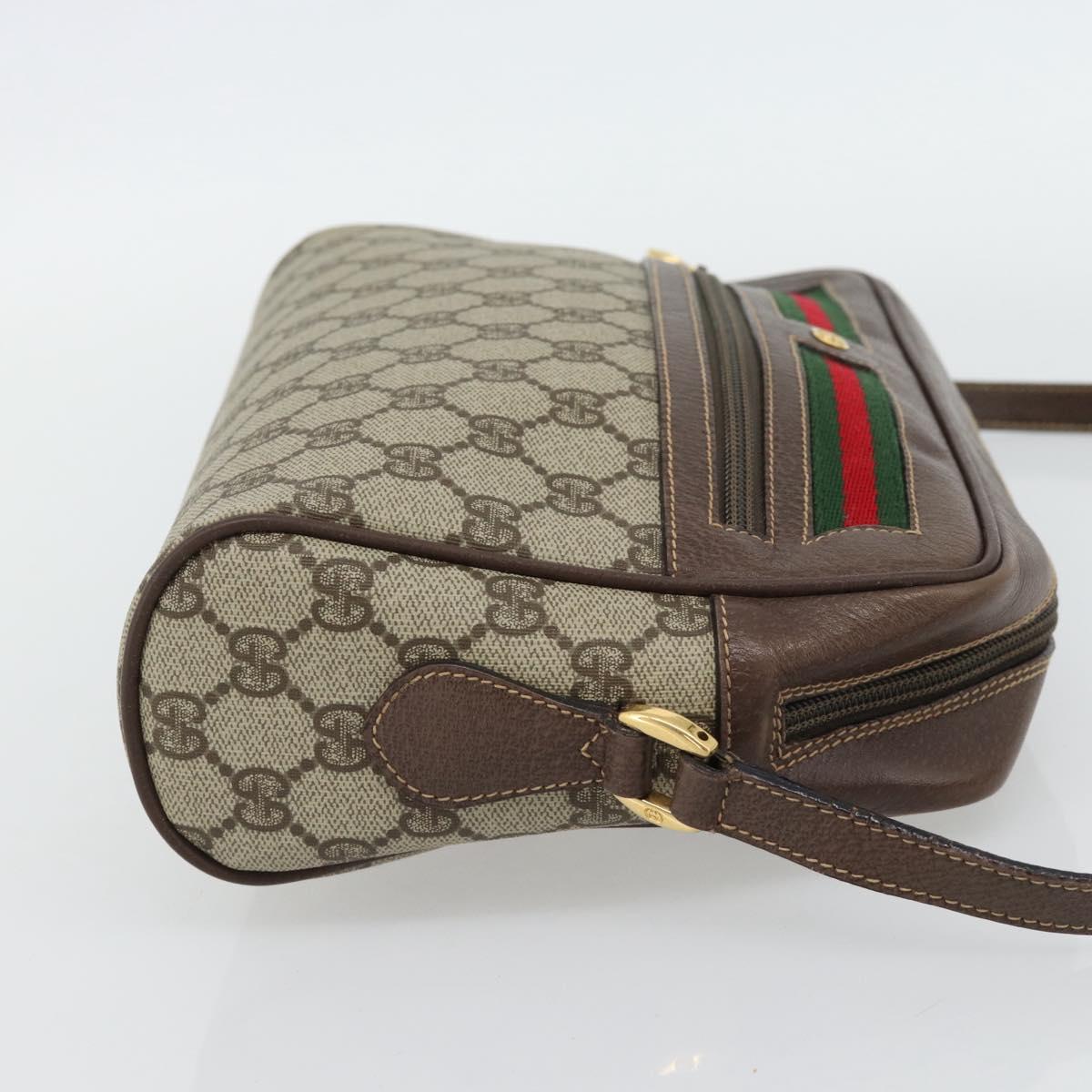 GUCCI GG Supreme Web Sherry Line Bag PVC Beige Gold 001 113 6472 Auth 182533