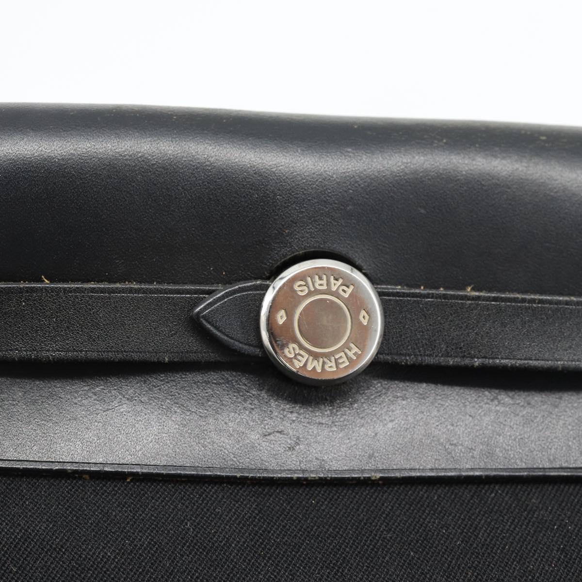 HERMES Herbag TPM Shoulder Bag Canvas Black Auth 182534