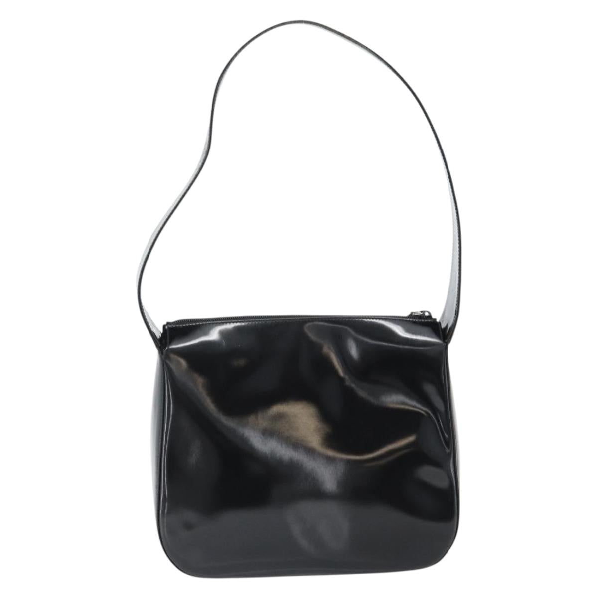 GUCCI Shoulder Bag Enamel Black 001 1364 1703 Auth 182536