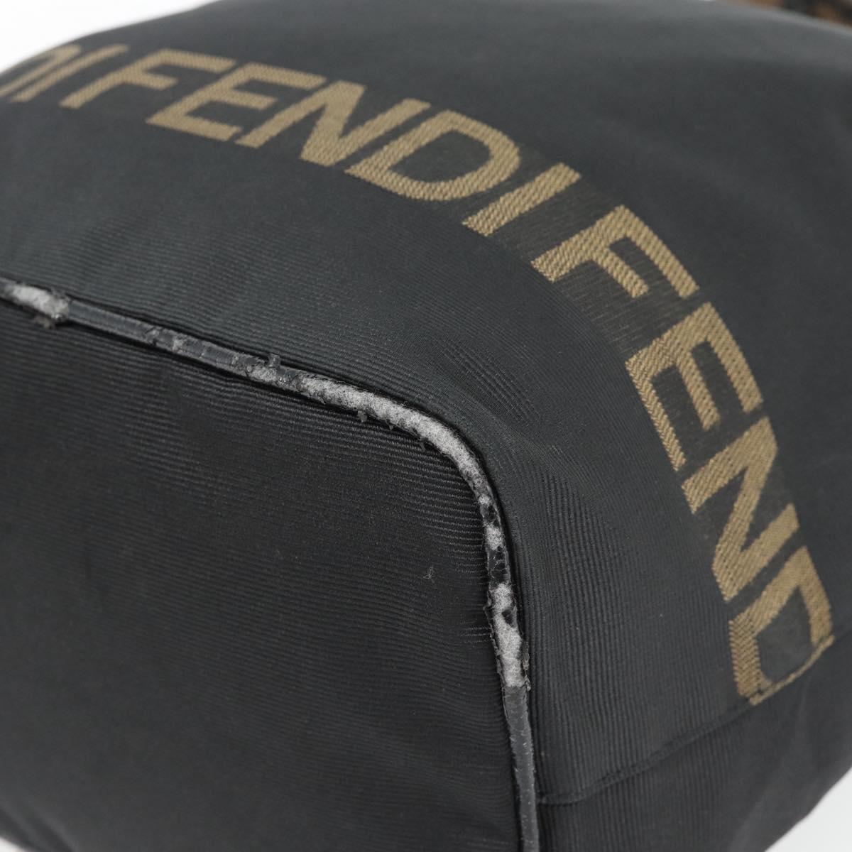FENDI Hand Bag Canvas Black Silver Auth 182539