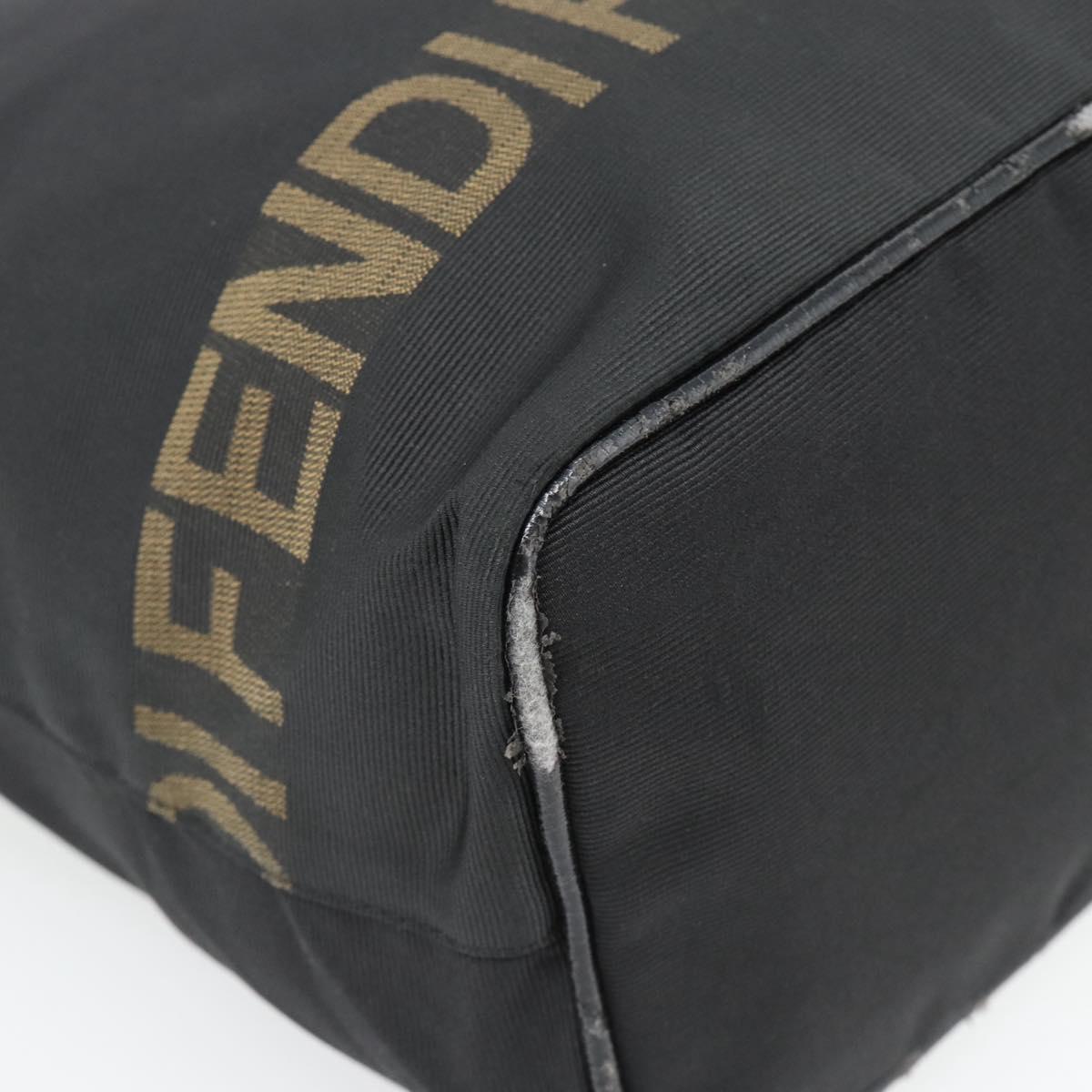 FENDI Hand Bag Canvas Black Silver Auth 182539