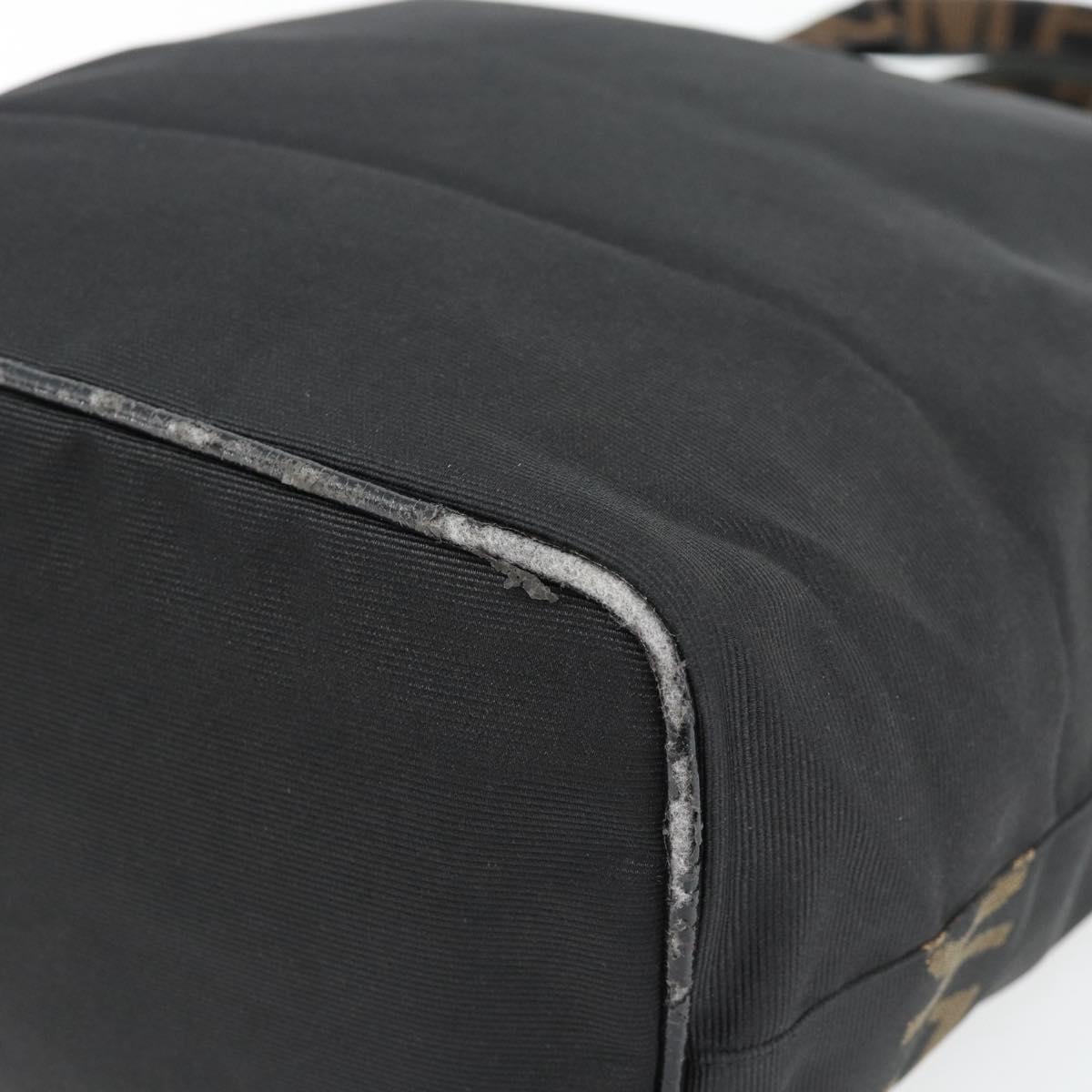 FENDI Hand Bag Canvas Black Silver Auth 182539