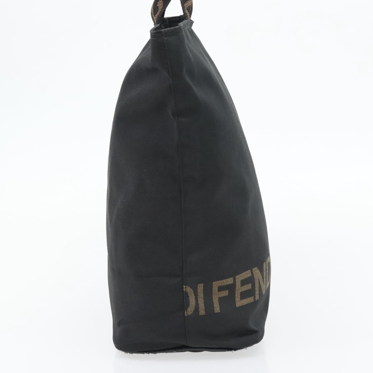 FENDI Hand Bag Canvas Black Silver Auth 182539
