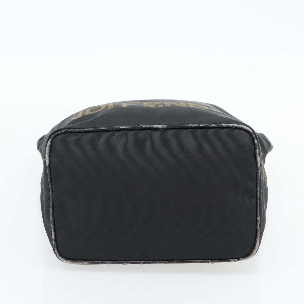 FENDI Hand Bag Canvas Black Silver Auth 182539