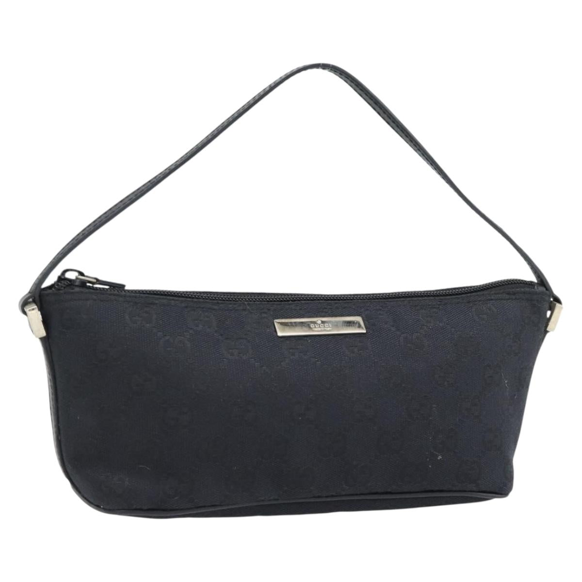 GUCCI GG Canvas Accessory Pouch Black Gold 039 1103 Auth 182543A