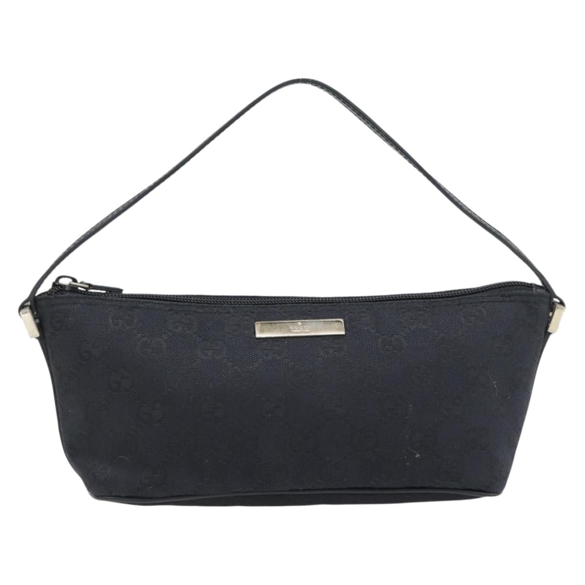 GUCCI GG Canvas Accessory Pouch Black Gold 039 1103 Auth 182543A