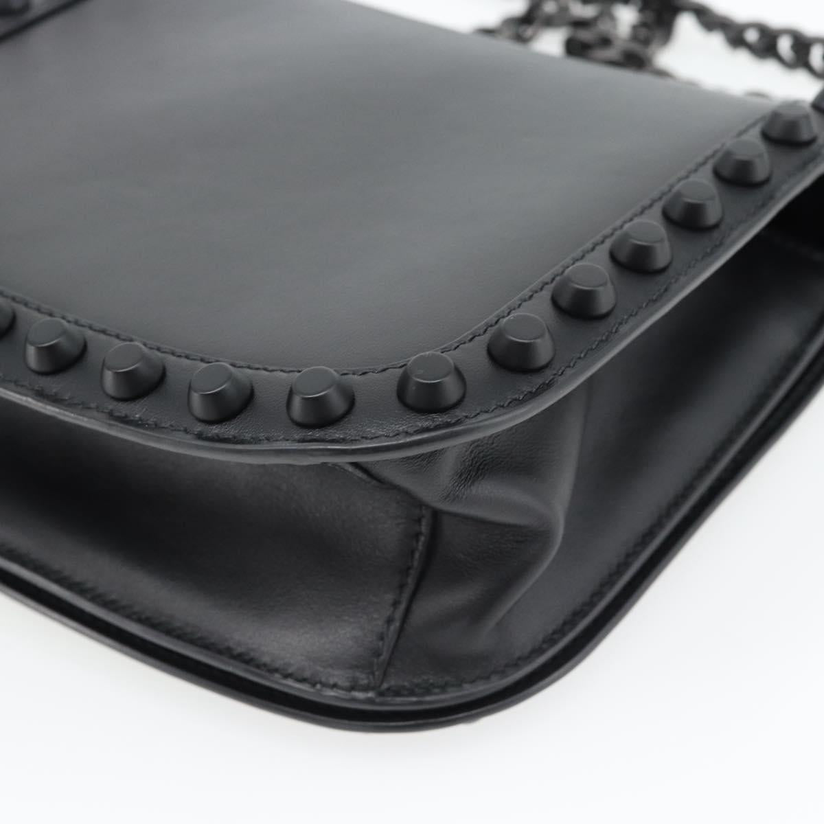 PRADA Chain Shoulder Bag Leather Black Auth 182547M