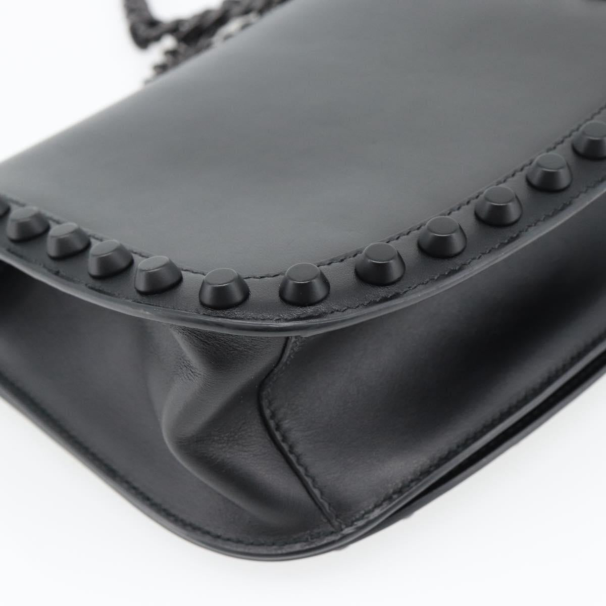 PRADA Chain Shoulder Bag Leather Black Auth 182547M