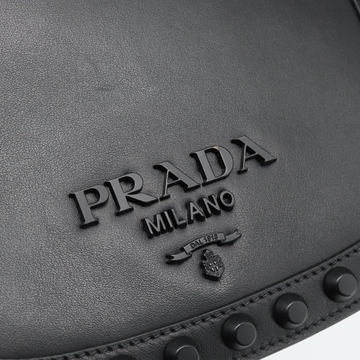 PRADA Chain Shoulder Bag Leather Black Auth 182547M