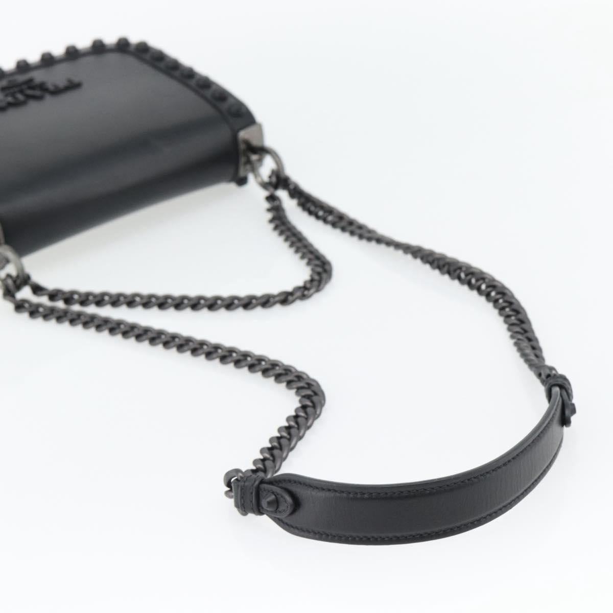 PRADA Chain Shoulder Bag Leather Black Auth 182547M