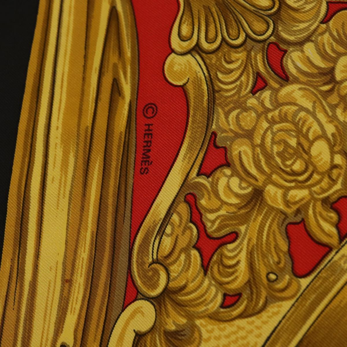 HERMES Carre 90 Scarf ""ETRIERS"" Silk Gold Auth 182548M