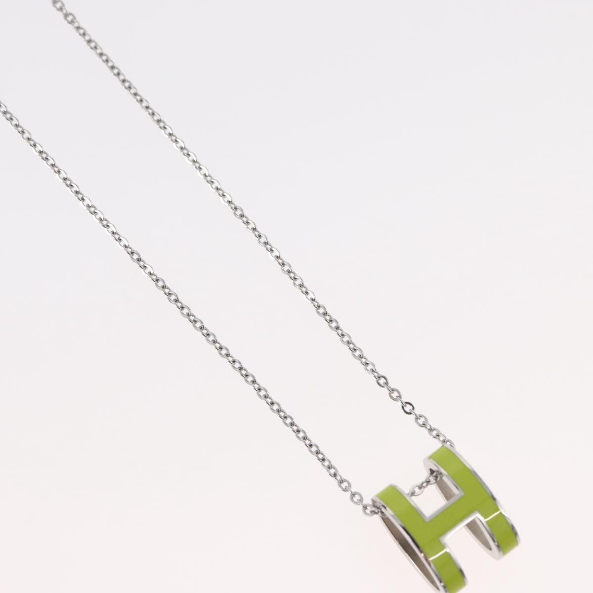 HERMES Pop Ash H Necklace metal Silver Auth 182551M