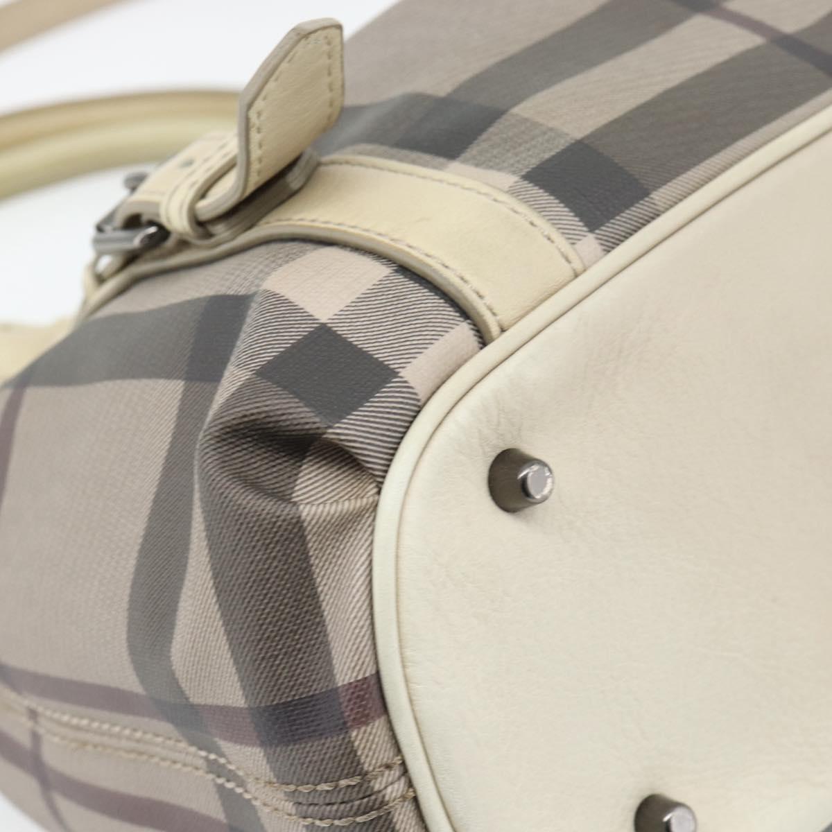 BURBERRY Nova Check Hand Bag PVC 2way Beige Auth 182556A