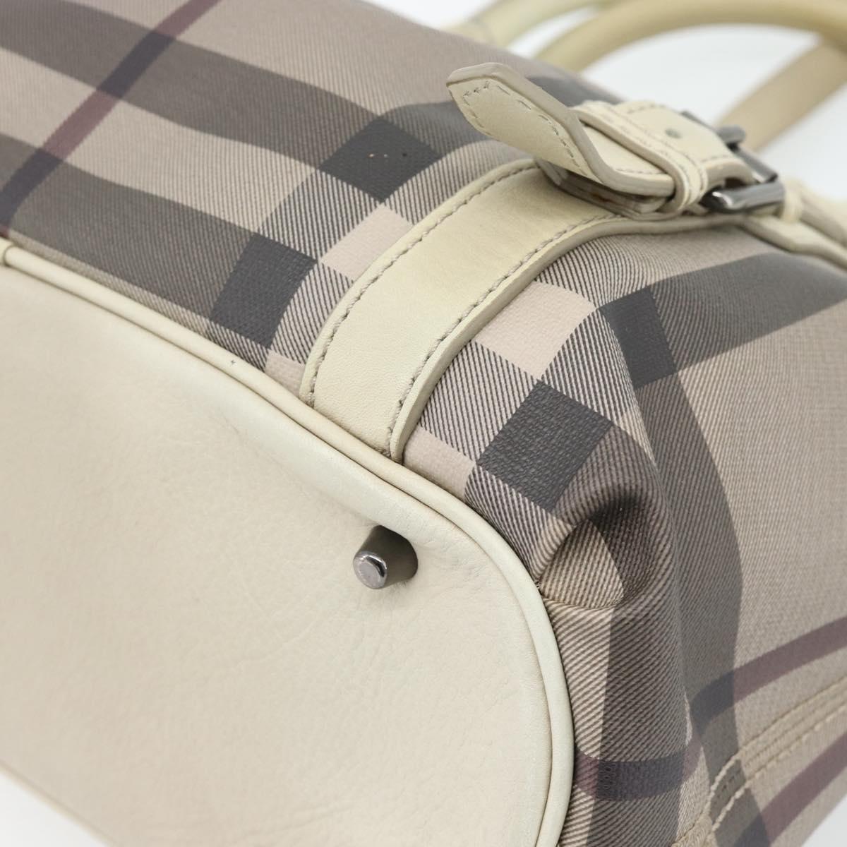 BURBERRY Nova Check Hand Bag PVC 2way Beige Auth 182556A
