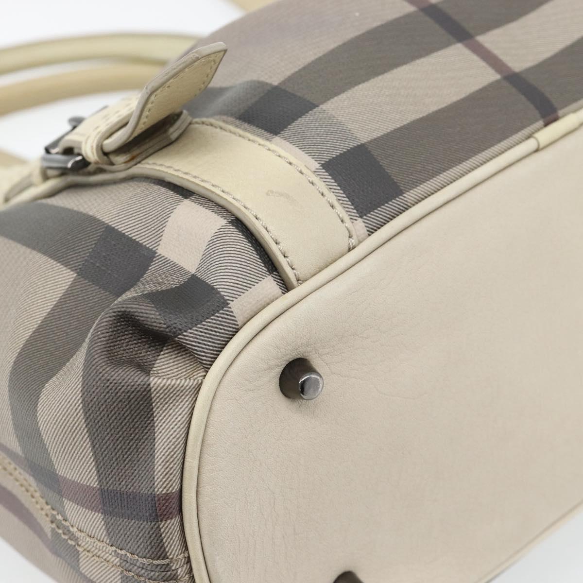 BURBERRY Nova Check Hand Bag PVC 2way Beige Auth 182556A