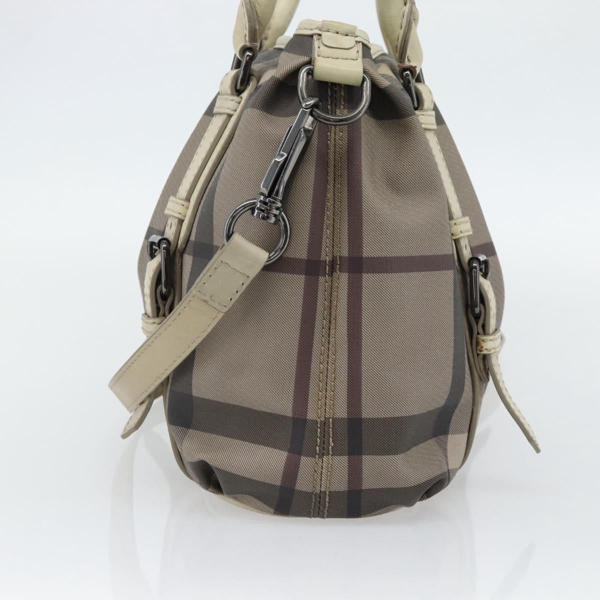 BURBERRY Nova Check Hand Bag PVC 2way Beige Auth 182556A