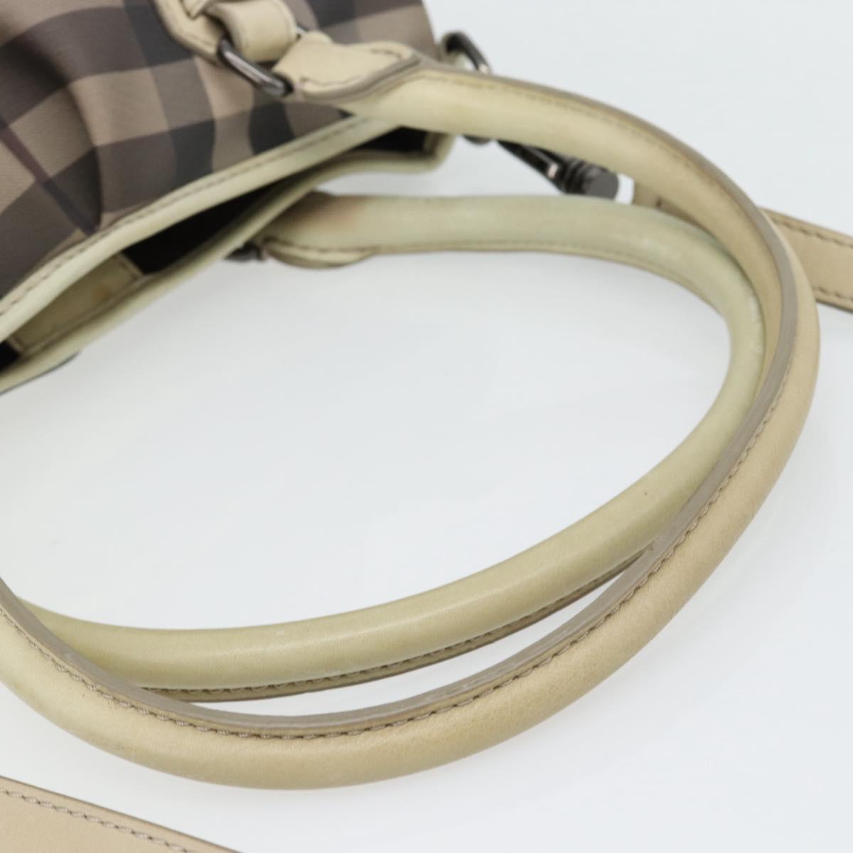BURBERRY Nova Check Hand Bag PVC 2way Beige Auth 182556A