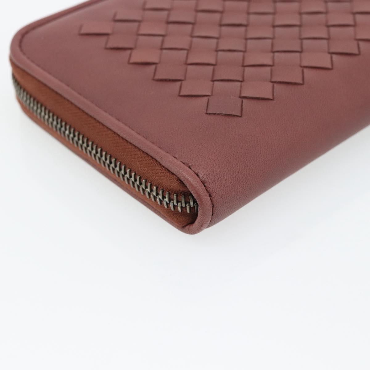 BOTTEGA VENETA INTRECCIATO Long Wallet Leather Brown Silver 114076 Auth 182558M