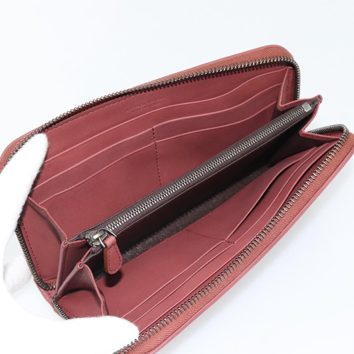 BOTTEGA VENETA INTRECCIATO Long Wallet Leather Brown Silver 114076 Auth 182558M