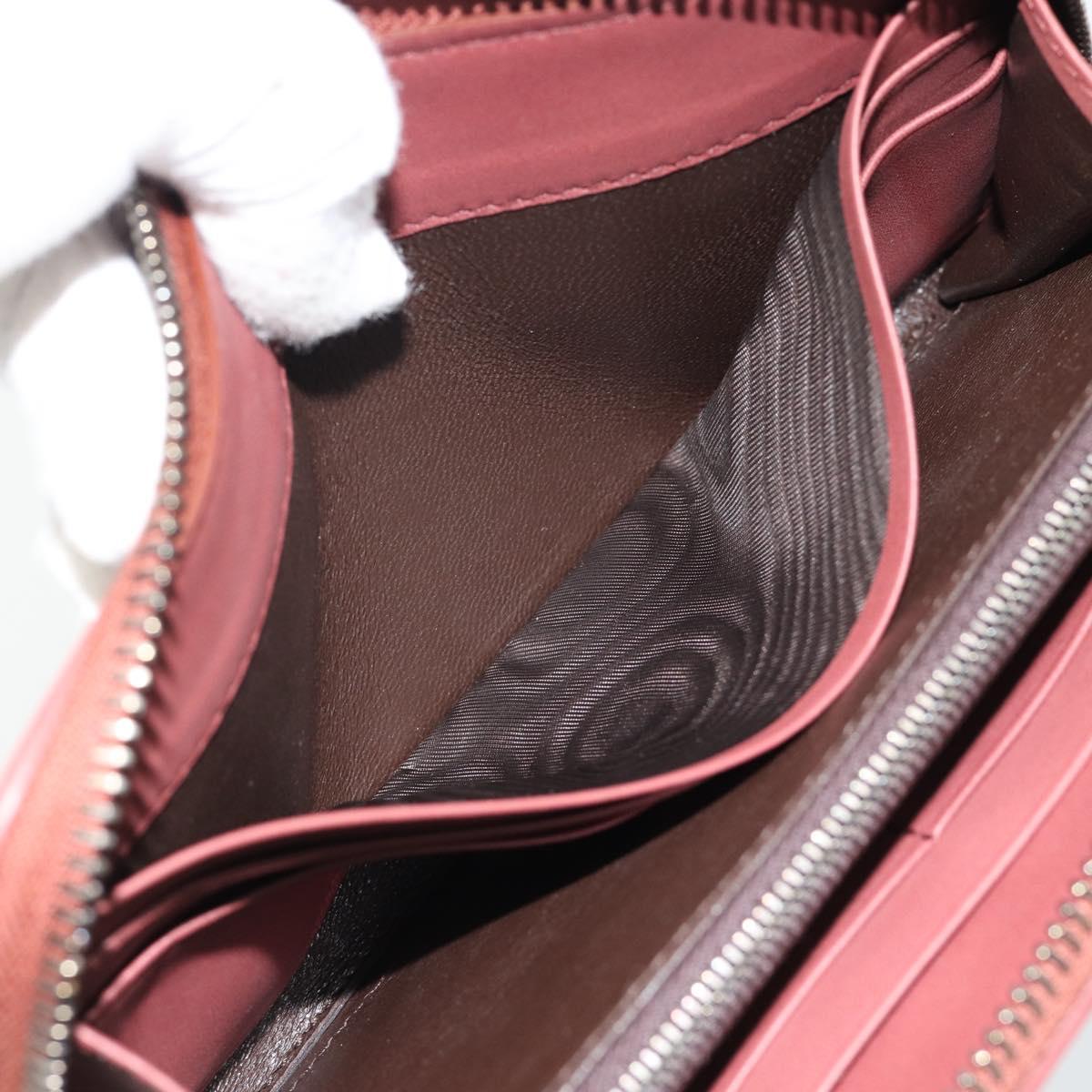 BOTTEGA VENETA INTRECCIATO Long Wallet Leather Brown Silver 114076 Auth 182558M