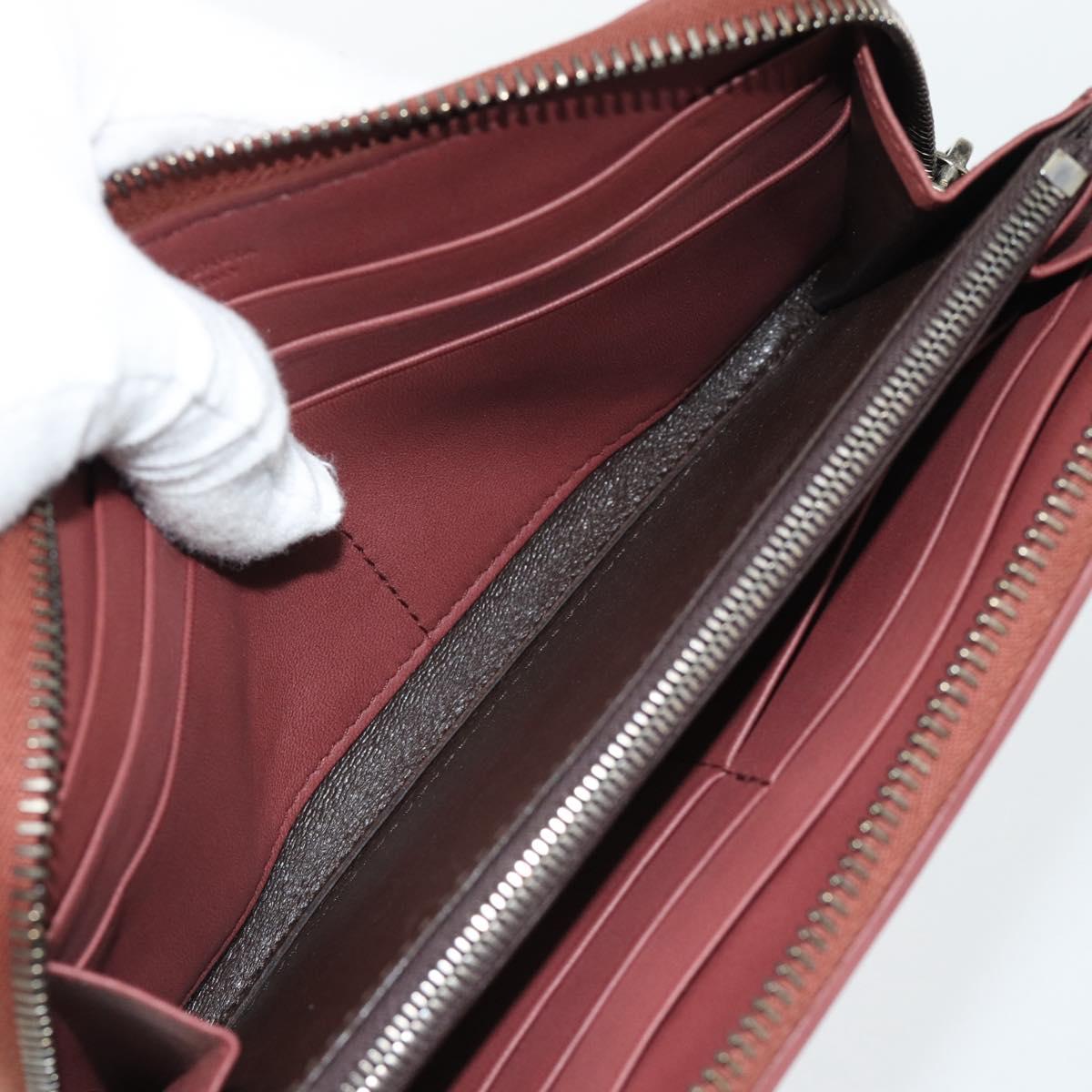 BOTTEGA VENETA INTRECCIATO Long Wallet Leather Brown Silver 114076 Auth 182558M