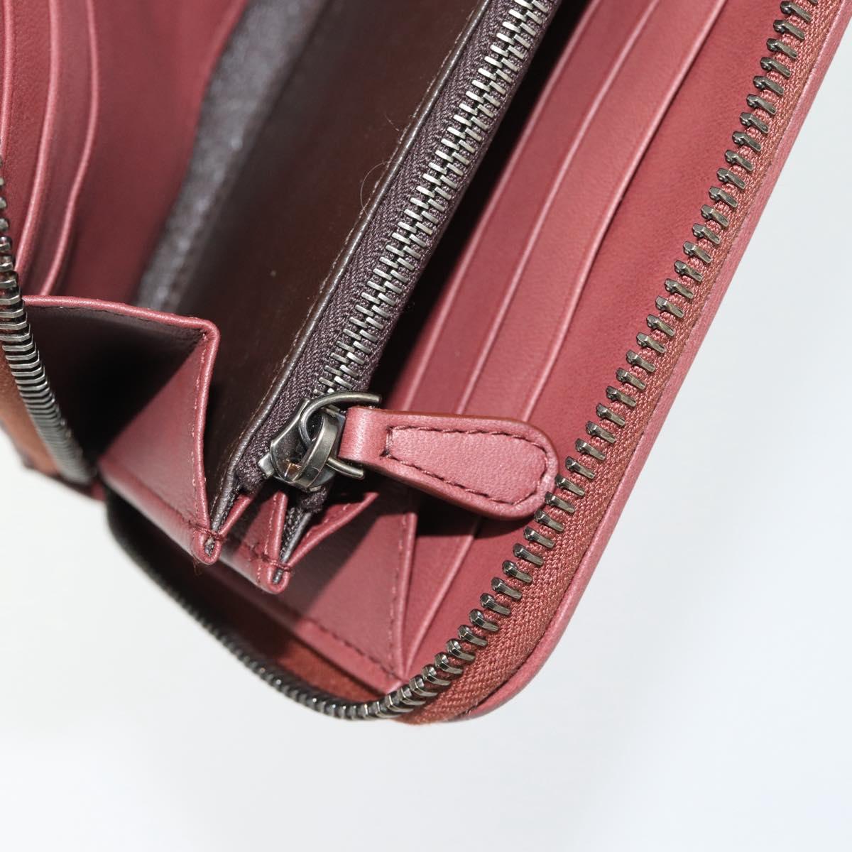 BOTTEGA VENETA INTRECCIATO Long Wallet Leather Brown Silver 114076 Auth 182558M