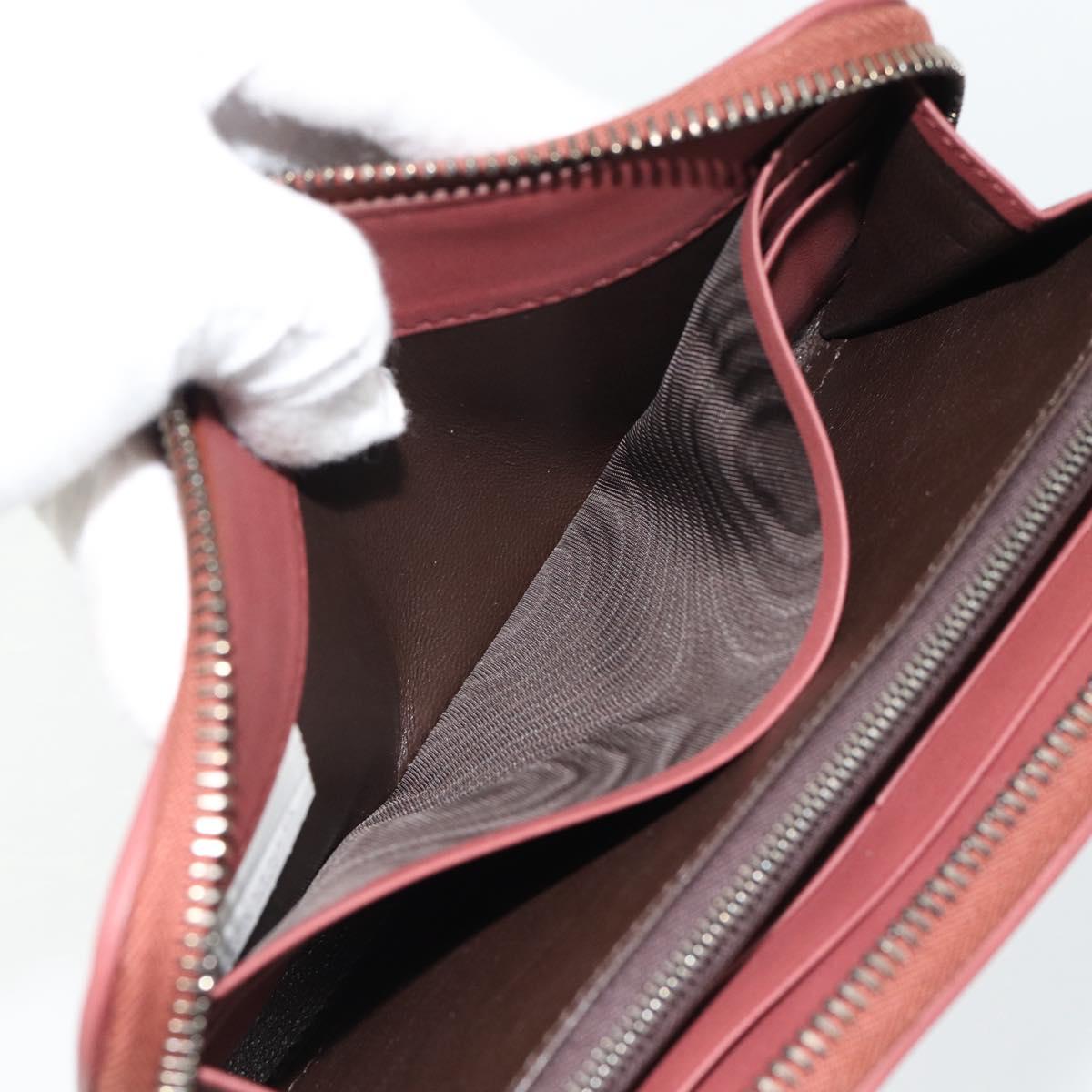 BOTTEGA VENETA INTRECCIATO Long Wallet Leather Brown Silver 114076 Auth 182558M