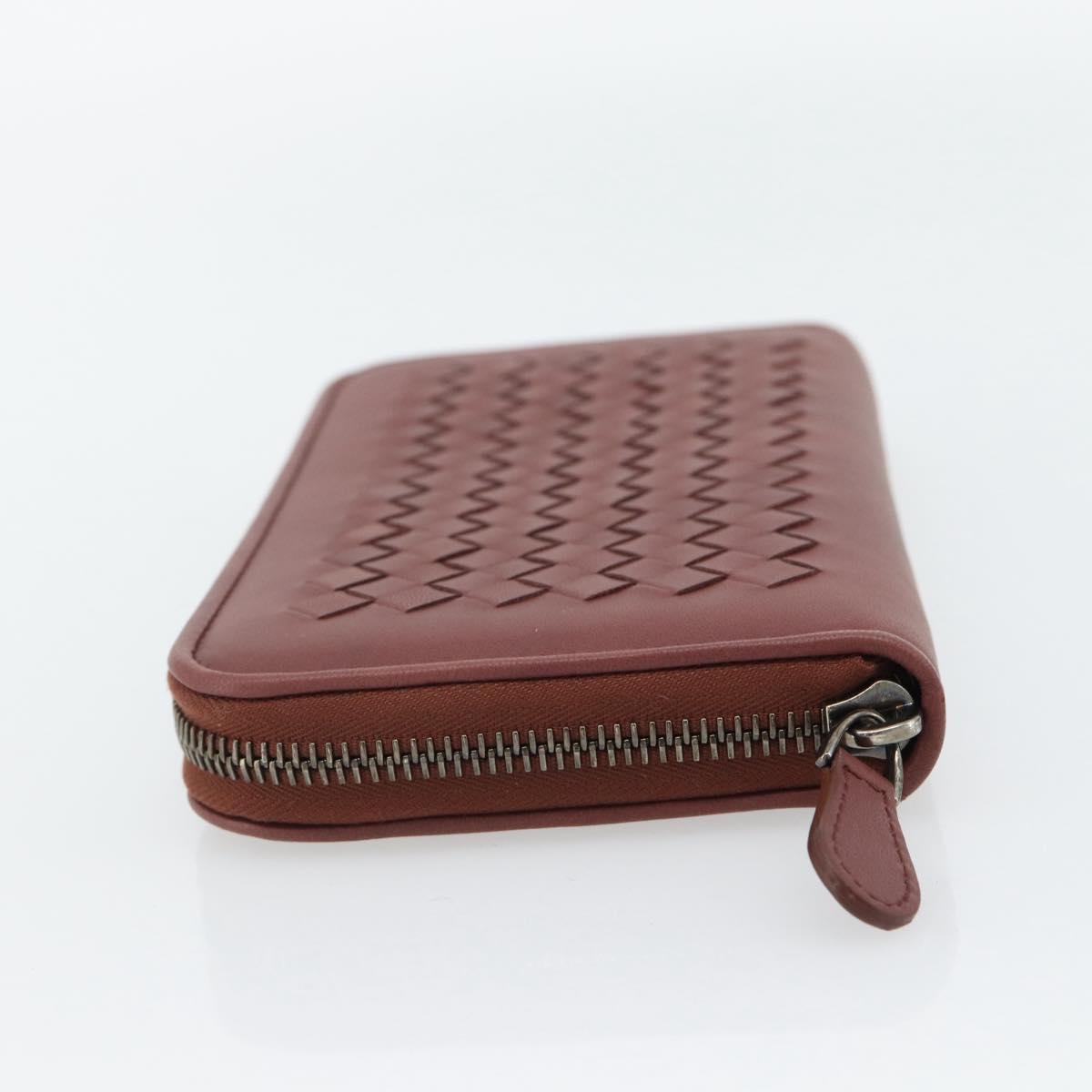 BOTTEGA VENETA INTRECCIATO Long Wallet Leather Brown Silver 114076 Auth 182558M